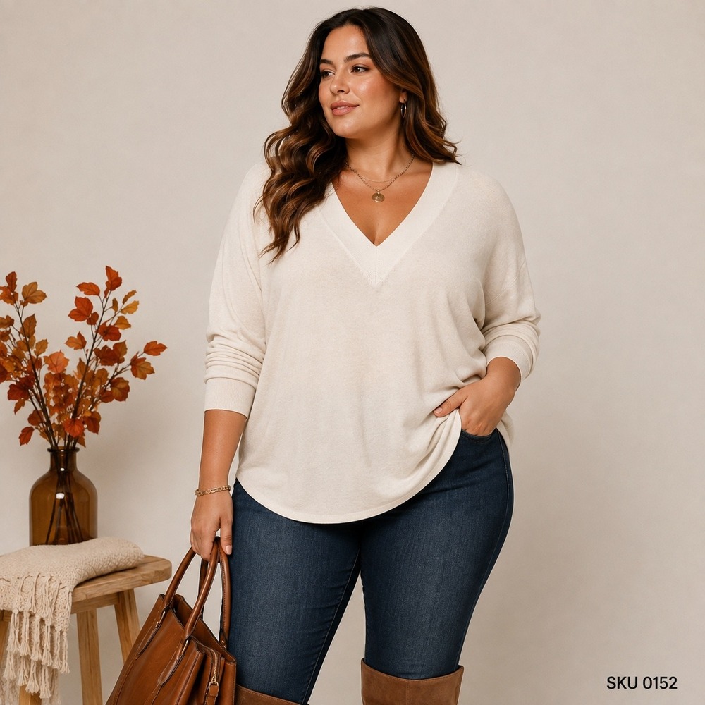 Talbots Cream V Neck Sweater Long Sleeve Pleated Back Size‎ XL
